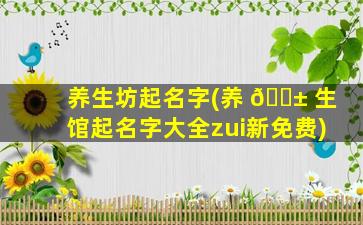 养生坊起名字(养 🐱 生馆起名字大全zui
新免费)